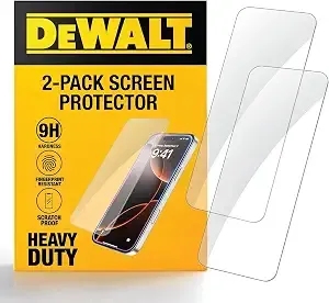 Dewalt Heavy Duty 9h+ Glass For Iphone 15 Pro Max Screen Protector, Military Grade Shatterproof & Durable, Screen Protector 15 Pro Max Tempered Glass, Anti-Fingerprint & Smudge Protection, 2 Pack