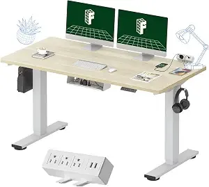 Flexispot en2 55"x28" Whole-Piece Standing Desk With Power Strip