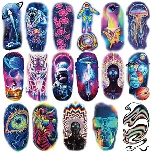 Cosmic Space Temporary Tattoos For Adults And Kids, 77 Sheets Colorful Astronaut Planet Galaxy Fantasy Art Designs Fake Tattoo For Men And Women