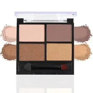 Four-Color Brown Eyeshadow Palette, Matte And Shimmer Eyeshadow Makeup Palette, Natural Nude Neutral Eyeshadow Palette, Highly Pigmented, Long-Lasting, Waterproof Eye Makeup