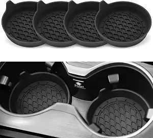 Singaro Car Cup Holder Coaster, Silicone Cup Holder Insert, Universal Non-Slip Cup Holders, Car Accessories Interior For Women And Man Interior Sets 4 Pack Black