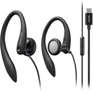Philips Usb-C Wired Earbuds With Microphone, Secure Fit Over-Ear Sport Earhooks, Deep Bass 15mm Drivers, In-Line Controls, Plug-And-Play Usb-C Earphones, Wired Open Ear Headphones For Running & Gym
