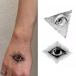 2 Sheets Tiny Small Simple Line Sketch Eye Temporary Tattoos