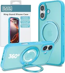 Black+Decker 360°Spin Magnetic Stand For Iphone 16 Plus Case, Blue