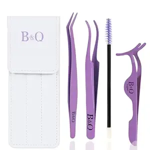 B&Q Eyelash Applicator Tool 3pcs Lash Tweezer Seamless Placement Diy Lashes