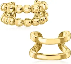 Ross-Simons Italian 18kt Gold Over Sterling Jewelry Set: 2 Single Ear Cuffs