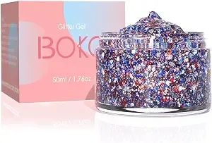 Boko 50ml Red White Blue Body Glitter Gel, 4th Of July Chunky Glitter