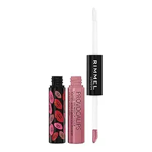 Rimmel London Provocalips 16hr Kiss-Proof Lip Color - Two-Step Liquid Lipstick To Lock In Color And Shine - 430 Wish Upon A Berry, .14 Fl.Oz.