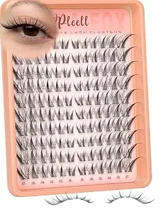 Fox Eye Lash Clusters Wispy Eyelash Clusters Cat Eye Lashes Cluster Natural Cluster Lashes With Thin & Invisible Band Left&Right Spikes Cluster Eyelash Extensions (Lc Curve, 8-17mm)
