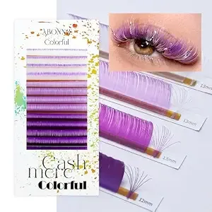 Colored Lash Extensions, Easy Fan Lash Extensions 0.07 D Curl 16mm Mix Volume Color Lashes Extensions, Lash Fan For Professional Salon Supplies(0.07-D-Purple Ombre 16mm)