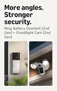 Ring Battery Doorbell (Newest Model), Speckled White With Floodlight Cam, Wired (Newest Model), White