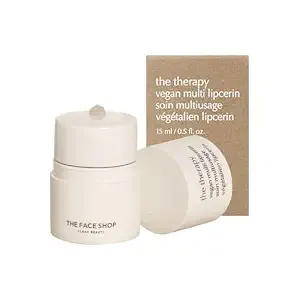 The Face Shop The Therapy Vegan Lip Butter, Moisturizing Lip Balm, Shea Butter & Sunflower Oil & Peptide, Lip Sleeping Mask For Sensitive Skin & Dry Cracked Lips, For Kids & Adults, Korean Skin Care