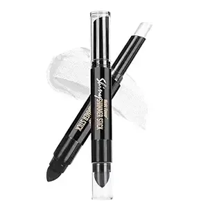 Music Flower Highlighter Stick, Double Ended Highlighter Makeup Stick With Sponge Brush, Shimmer Waterproof Long Lasting Smooth Silver Glitter Brighten Face Makeup Pencil, 1 Count