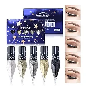 Go Ho Sparkly Liquid Eyeliner Set,Halloween Glitter Eyeliner Eyeshadow