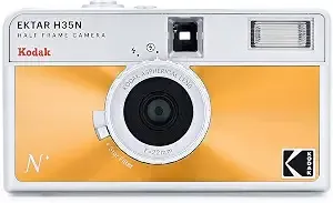 Kodak Ektar h35n Half Frame Film Camera, 35mm, Reusable, Focus-Free, Bulb Function, Built-In Star Filter, Coated Improved Lens (Film & Aaa Battery Are Not Included) (Glazed Orange)