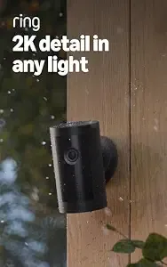 Like-New Ring Outdoor Cam Plus, Battery (Newest Model), Home Or Business Security, Wide-Angle 2k Video With Ring Vision, Low-Light Sight For Full-Color Night Vision, Mount-Anywhere Versatility, Black