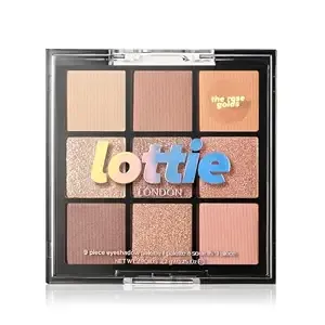 Lottie London Lottie Palette In The Rose Golds, 9 Shade Compact Eyeshadow Palette In Metallic Rose Gold Shades In A Mix Of Creamy Mattes And Sparkling Shimmers