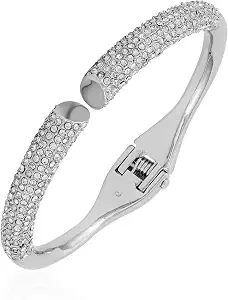 Vince Camuto Pave Crystal Stone Bangle Bracelet, Silvertone