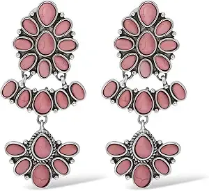 Jessica Simpson Red Turquoise Marquise Bezel Dangle Earrings For Women