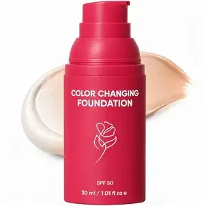 Korean Color Changing Foundation, Automatically Adjusts Liquid Foundation For Women, With Spf 50, Deep Hydration & Refines Pores, Medium To Full Coverage Cream For Mature Skin, 30ml / 1.01 Fl Oz