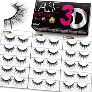 Eliace False Eyelashes Natural Look Cat Eye Lashes Wispy Strips 3d Mink Lashes Fake Eyelashes Volume Fluffy Thick,Thin Soft Band Comfortable Dramatic Cross Wispy Lash Reusable,Alice Style 15 Pairs