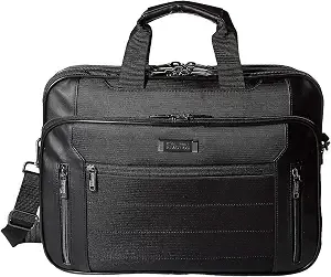 Kenneth Cole Reaction Keystone 1680d Polyester Dual Compartment 17" Laptop Business Portfolio, Black