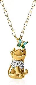 Disney Winnie The Pooh Pendant Necklace Paper Clip Chain (Pooh Brass)