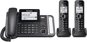 Panasonic 2-Line Corded Phone/Cordless Phone System With 2 Handsets - Answering Machine, link2cell, 3-Way Conference, Call Block, Long Range Dect 6.0, Bluetooth - Kx-tg9582b (Black)