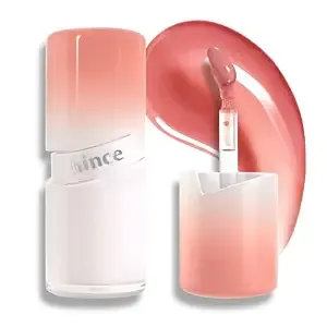 Hince Mirror Dew Gloss – High-Shine Mirror Finish Lip Gloss, Non-Sticky Moisturizing Glassy Lip Tint, Dewy Glow, Layered Color, Line Smoothing, Vegan, Korean Makeup (Dew Peach, 03)