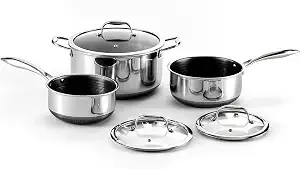 Hexclad 6pc Hybrid Nonstick Pot Set With Lids, 2, 3 & 8 Qt Pots