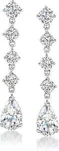 Ross-Simons Sterling Silver-Plated Drop Earrings With 8.40 Ct. T.W. Czs