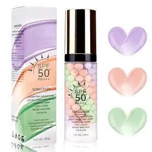Primer For Face Before Makeup【Spf 50】【Even Skin Tone】【Oil Control】Protector Solar Para La Cara Makeup Primer Color Corrector Face Primer Tinted Sunscreen For Face，Pinkgreenpurple x1