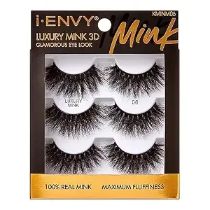 I-Envy False Lashes, Mink 3d Lashes Value Pack Real Mink Maximum Fluffy Wispy Luxury Glamorous Natural Look Reusable Eyelashes (06)