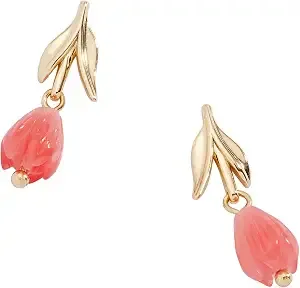 Alex And Ani Mdd Tulip Earrings, Brass Shiny Gold