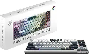 Msi Forge gk600 Tkl Wireless Sky - Mechanical Linear Switches - Dye-Sublimated Pbt Keycaps, Anti-Slip Base, Rgb Led, Usb 2.0, Bluetooth, 2.4 Ghz - Tenkeyless