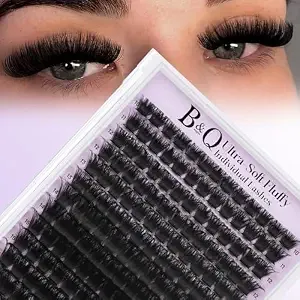 B&Q Fluffy Lash Clusters 200d,Dramatic Full Eyelash Clusters Volume 10-18mm