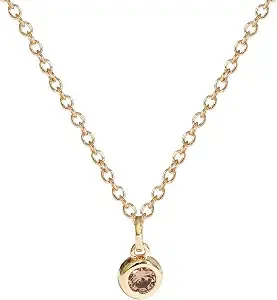 Amazon Essentials Yellow Gold Plated Brass Birthstone Solitaire Pendant Necklace, 16'' + 2'' Extender
