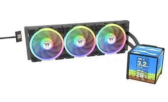 Thermaltake Minecube 360 Ultra Cpu Liquid Cooler; Intel/Amd Compatible; 3x120mm 500~2000rpm Swafan Ex Argb; Magforce 2.0. 4x 3.95 Tft Lcd Screens; Swappable Fan Blades; Black; Cl-w481-pl12sw-A
