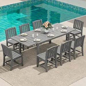 Serwall Outdoor Patio Dining Set For 8, Grey
