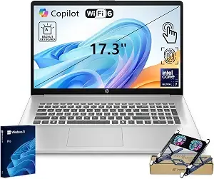 Hp Pro Business Copilot Ai Laptop Pc, 17.3" Touchscreen, Intel Ultra 7 255u, 16gb ddr5, 512gb Ssd, Wi-Fi 6, Webcam, Backlit Keyboard, Fingerprint Reader, Bundle With Pco Laptop Cooler
