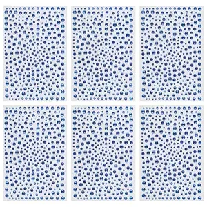 Totelux 1950pcs Blue Face Gems 3/4/5/6mm Round Rhinestones Face Jewels Stickers Crystal Body Eye Temporary Tattoo For Women Makeup Festive Party Costume Cosplay Accessories