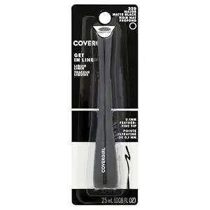 Covergirl Get In Line Liquid Eyeliner, Black Crystal, Long Lasting, 0.08 Ounces, Feather-Fine Tip, Contour-Grip Handle, Quick-Dry Liquid Eyeliner, Removes Easily