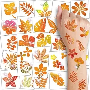 Charlent Glitter Fall Leaf And Flower Tattoos For Kids