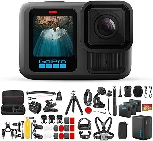 Gopro hero13 Black Camera - Waterproof 5.3k60 Video Action Camera With 3 Spare Enduro Batteries, Dual-Battery Charger, 64gb Extreme Sd Card, Case, And 50-In-1 Camera Accessory Kit - Bundle Set