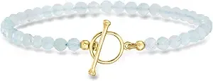 Ross-Simons 16.00 Ct. T.W. Aquamarine Bead Charm-Compatible Toggle Bracelet In 18kt Gold Over Sterling