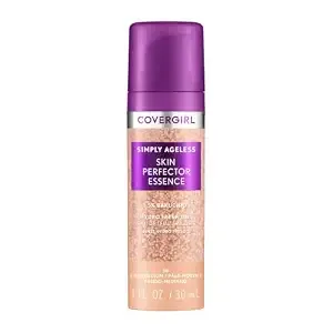 Covergirl Simply Ageless Skin Perfector Essence Foundation, 30 Light-Medium,Tinted Skincare Makeup Hybrid, Sheer Tint, Radiant Finish, Glowy Finish, Vegan Formula, 1.0oz