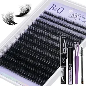 B&Q Fluffy Lash Clusters Kit feath5d Flora Eyelash Clusters Medium Volume