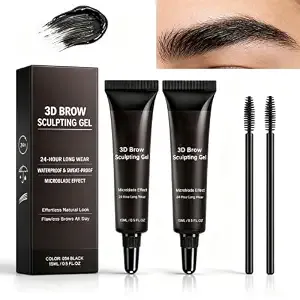 Waterproof Brow Mascara, Black Tinted Eyebrow Gel, Smudge Proof Long-Lasting Brow Color, Quick Dry Flake-Free Formula For Natural Defined Brows, 1 Fl Oz