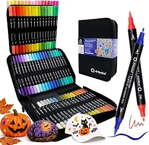Artecho Acrylic Paint Markers 72 Colors With Bag（ Brush Tip And Fine Tip ）