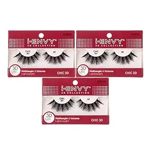 I•Envy 3 Pairs False Eyelashes 3d Glam Collection Multi-Angle & Volume Lashes